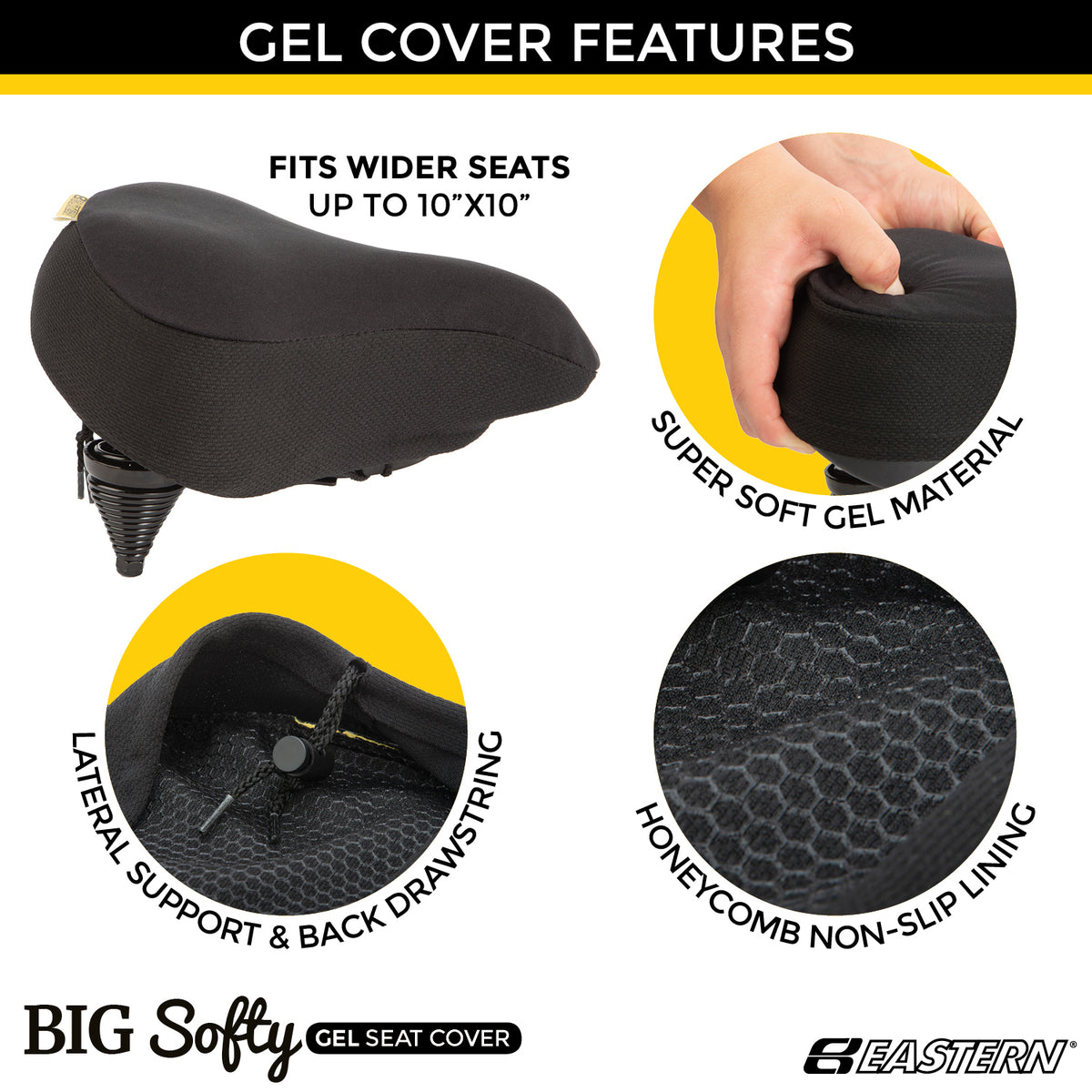 Housse De Selle Gel Big Softy – Coussin Vélo Extra Large – Camouflage – Eastern Bikes