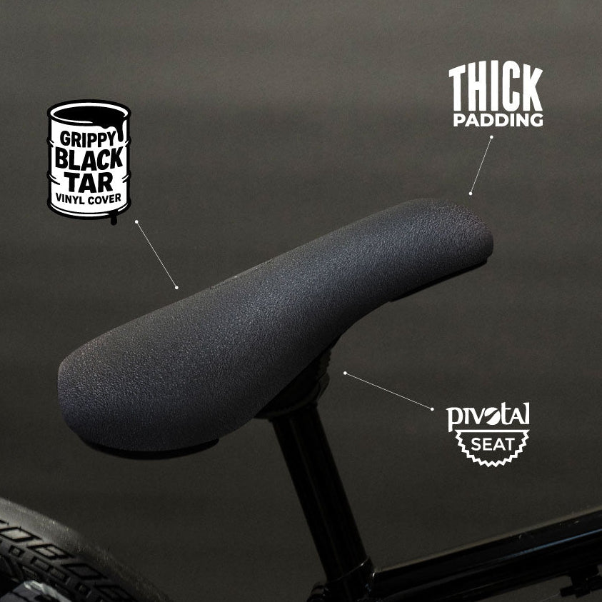 Eastern Bikes Black Tar Pivotal BMX Seat – Comfort & Grip Eastern Bikes Black Tar Pivotal BMX Seat – Comfort & Grip