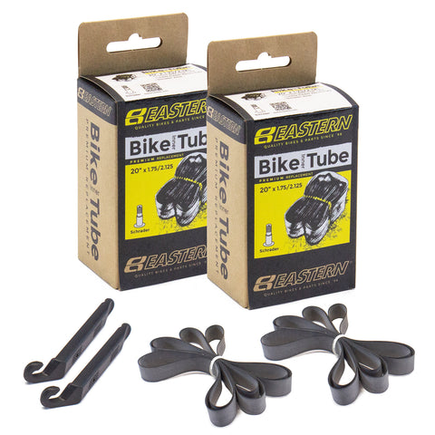 eastern bikes black 2 pack 20 inch tube kit with tire lever and rim strips