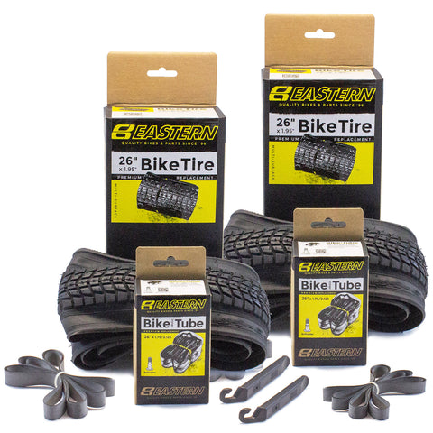 eastern bikes 26 inch premium bike tires and tubes 2-pack kit