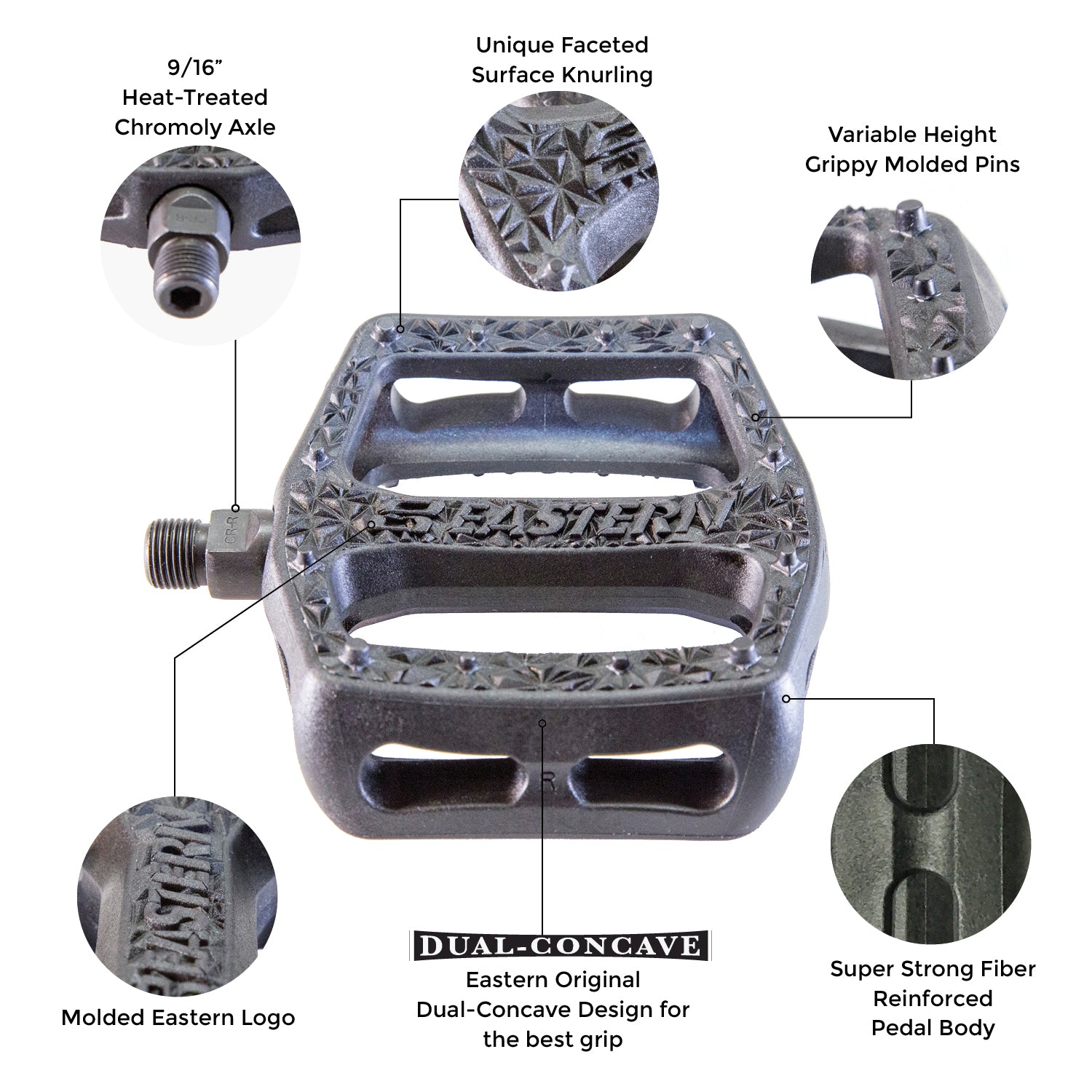 inch pedal Super Light and Grippy Facet Pedals by Eastern Bikes