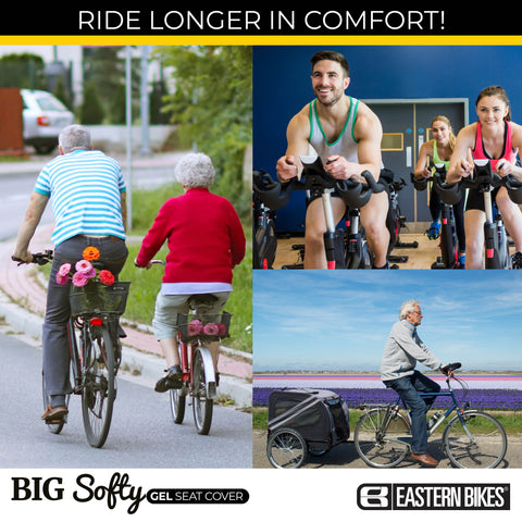 Big Softy Gel Bike Seat Cover (size large) - Super soft and comfortable –  Eastern Bikes