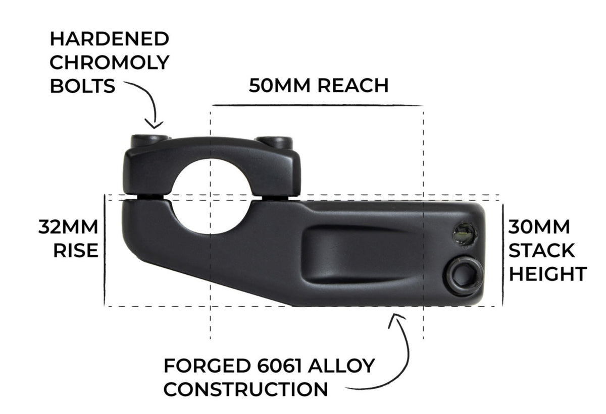Throttle Topload BMX Stem made from light and strong 6061 alloy Eastern Bikes